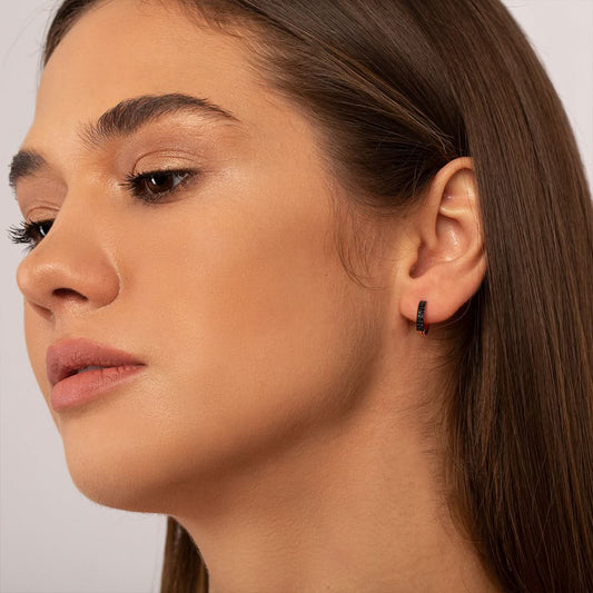 Black Rose Huggie Earrings - ShopLorca
