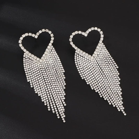 Brilliant Heart Tassel Earrings - ShopLorca