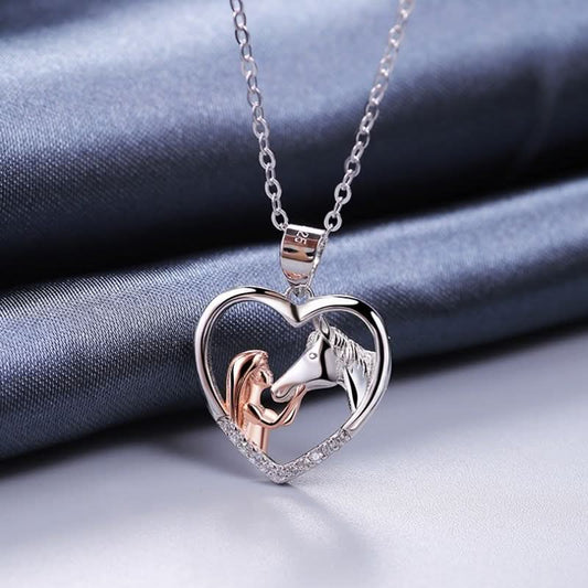 Girl And Horse Heart Necklace - ShopLorca