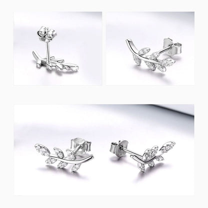 Sparkling Leaf Stud Earrings - ShopLorca