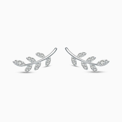 Sparkling Leaf Stud Earrings - ShopLorca